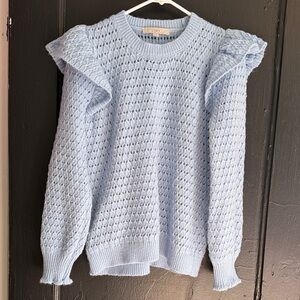 Loft sweater flutter sleeves light blue XL